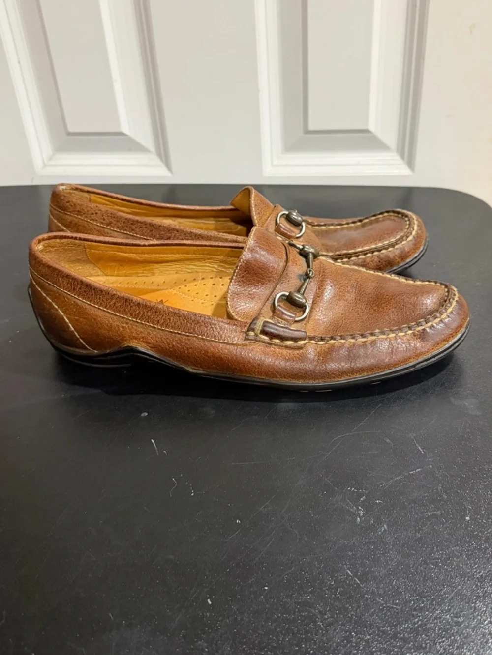 Martin Dingman Cognac Brown Leather Horsebit Loafers size 10 M